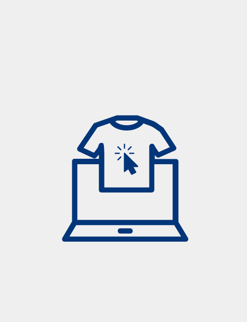 a graphic design image of a computer and a tshirt being clicked